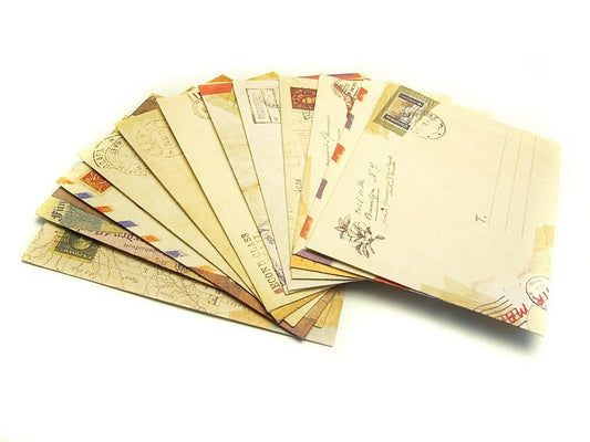 12 verschiedene vintage Briefumschläge 95 x 72 mm