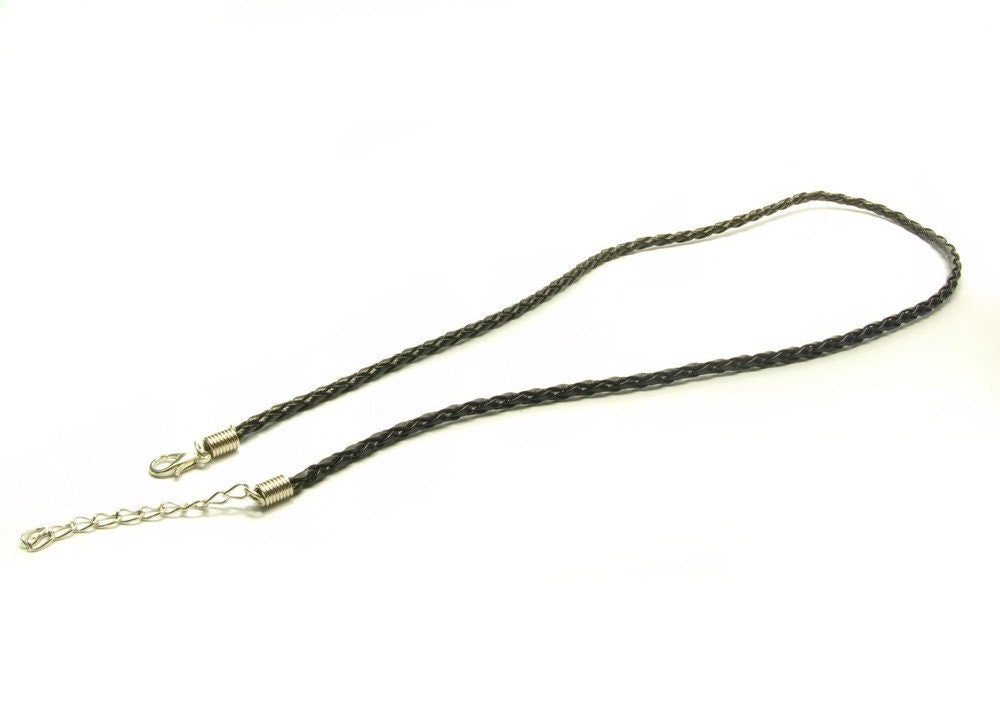 1 Stück Fertige Lederketten, geflochten, 43 cm, schwarz