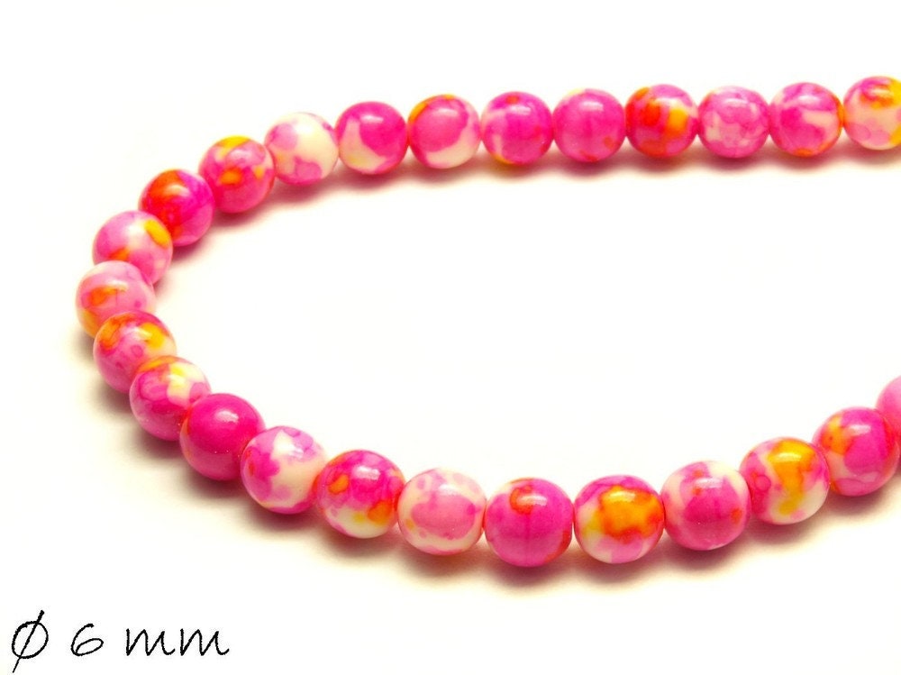 20 Stück natürliche Jadeperlen, verschiedene Farben, Ø 6 mm
