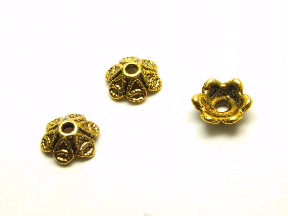 10 Stück Perlenkappe massiv Steampunk gold Ø 9 mm