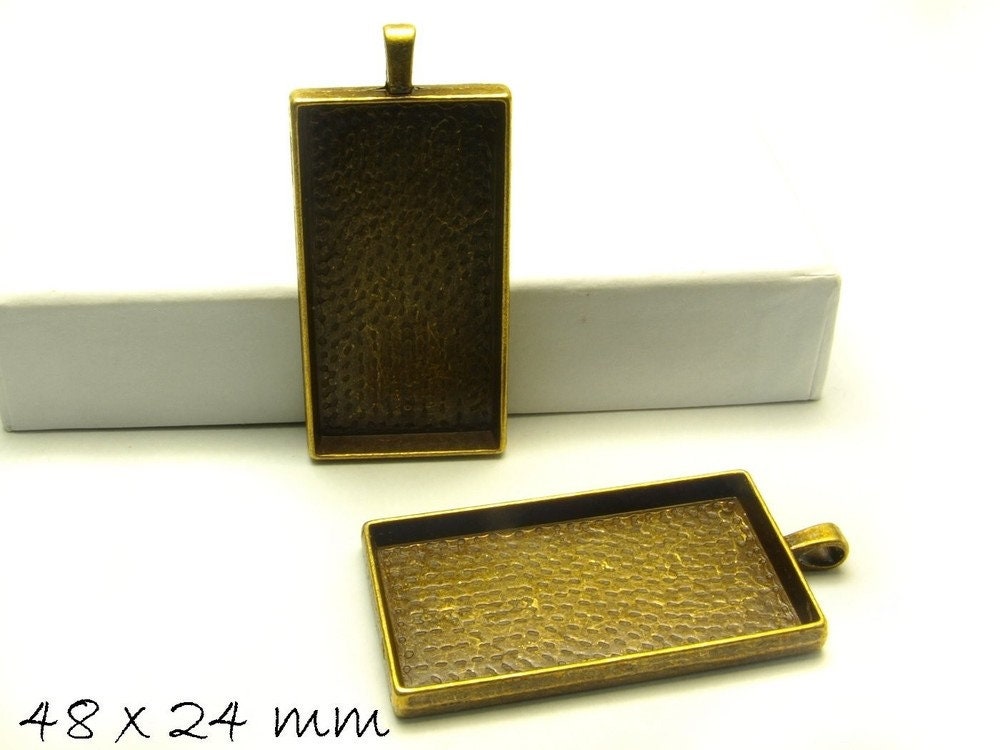 2 Stück Anhänger mit Fassungen für Cabochons, 48 x 24 mm in bronze