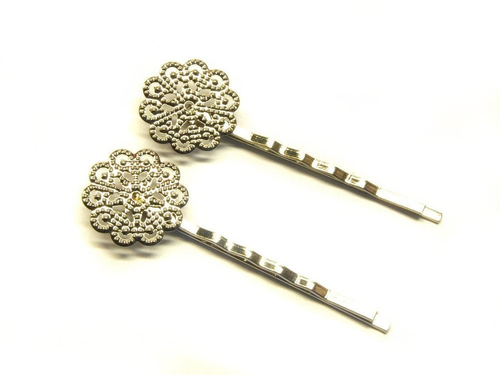 2 Stück Haarnadeln - Rohlinge Ornament schwarz, 55 mm, Variante 4