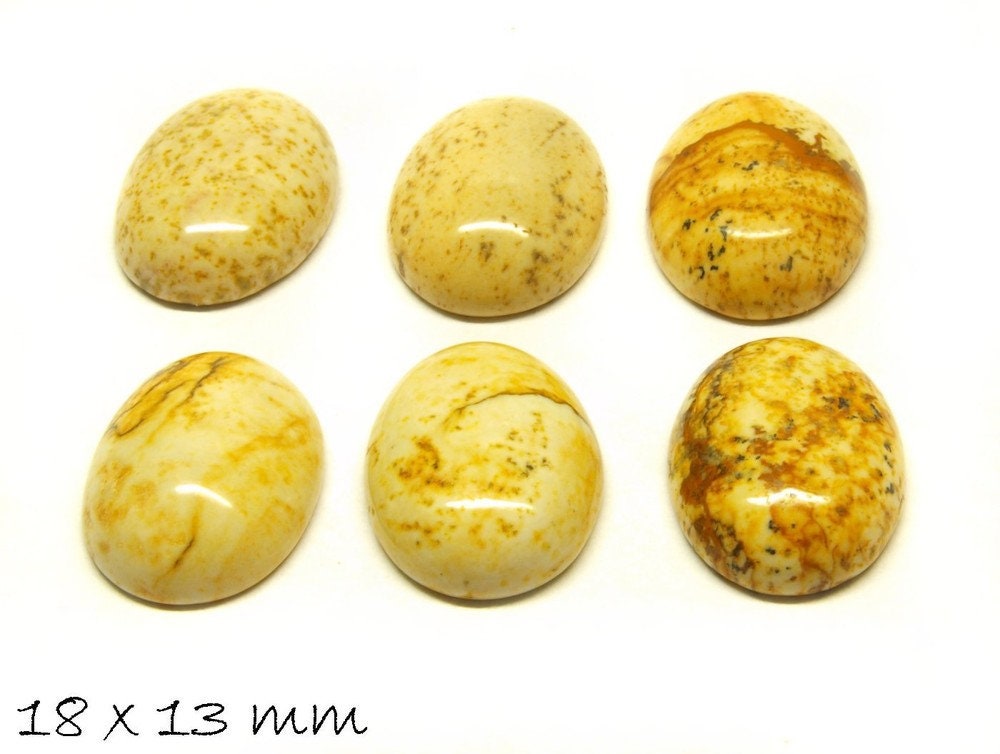 2 Stück Edelstein Cabochons, gelber Jasper, 18 x 13 mm