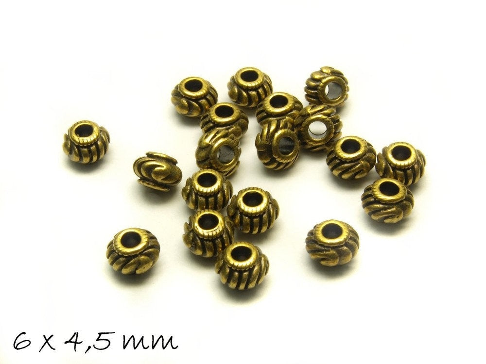 20 Stück Spacer Perlen Rondell 6 x 4,5 mm bronze