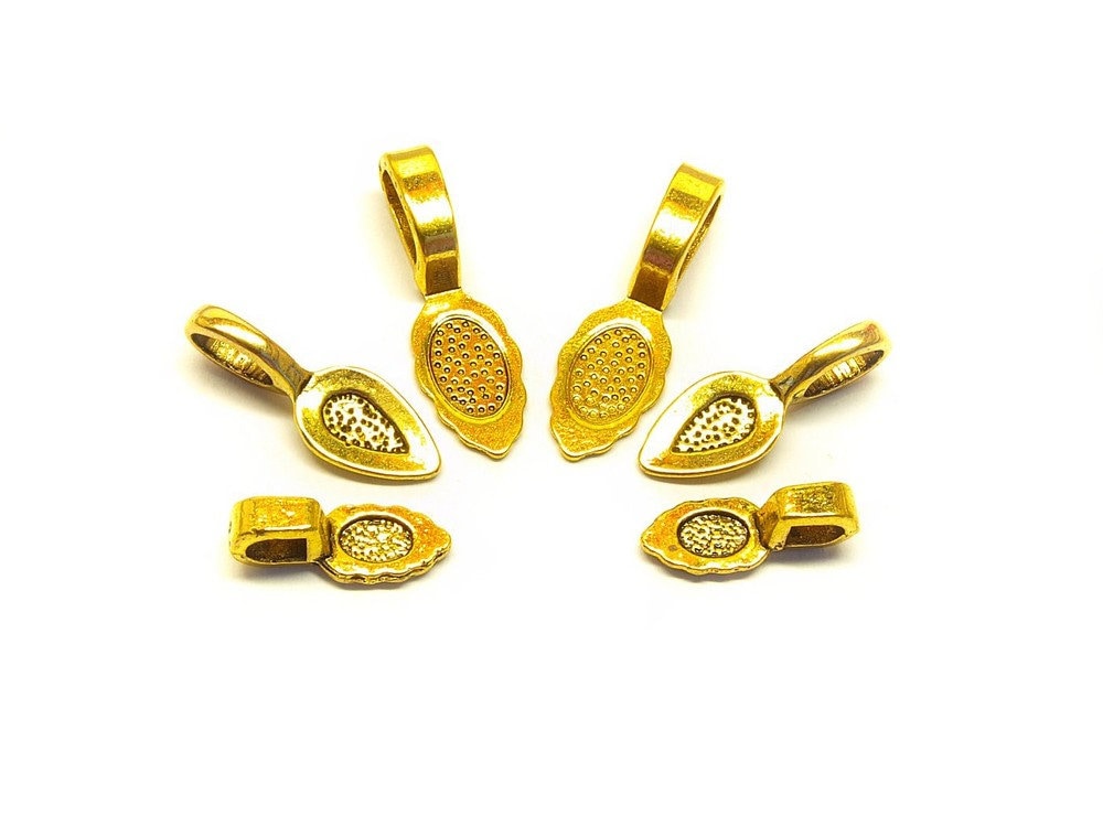 6 Stück Anhängerschlaufen mit Klebefläche Mix golden