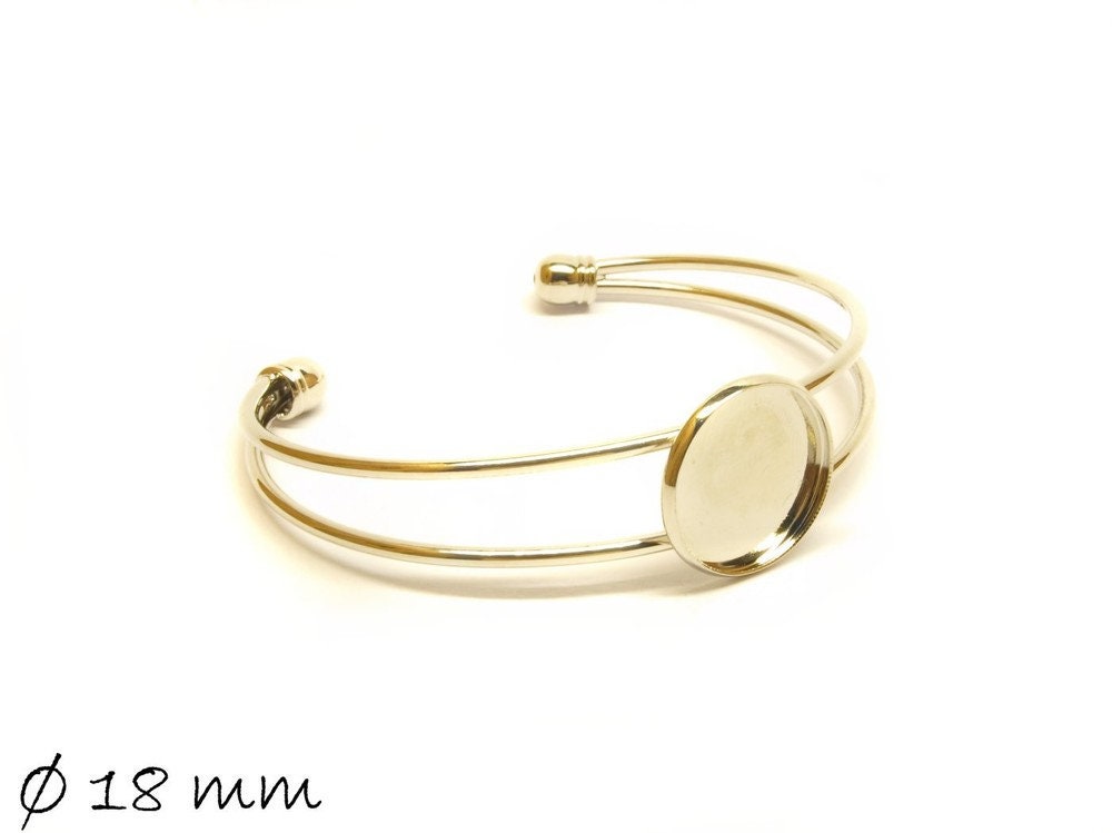 1 Stück Armreifrohling mit Cabochon Fassung 18 mm, silber