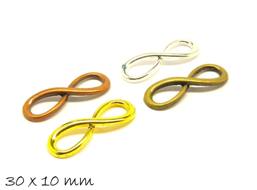 4 Stück Infinity Verbinder Unendlichkeit Mix 30 x 10 mm