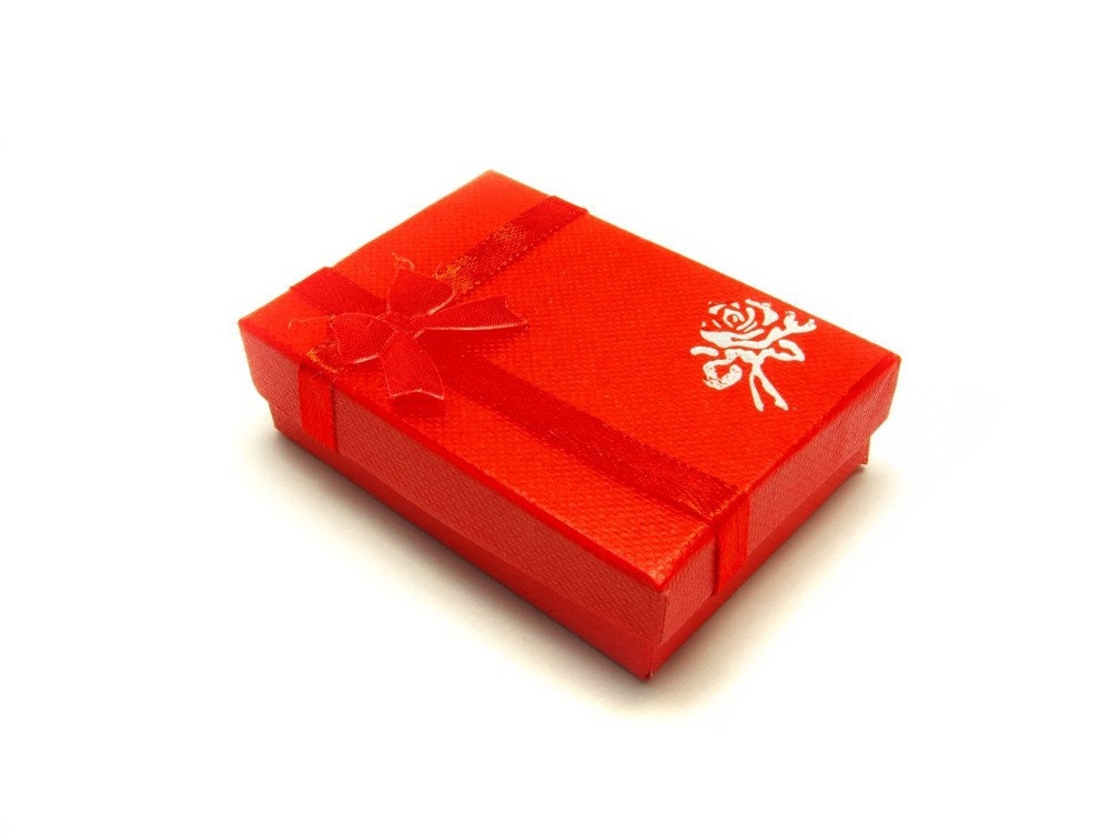 2 Stück Geschenk Schachtel Schmuck rot 70 x 50 x 20 mm