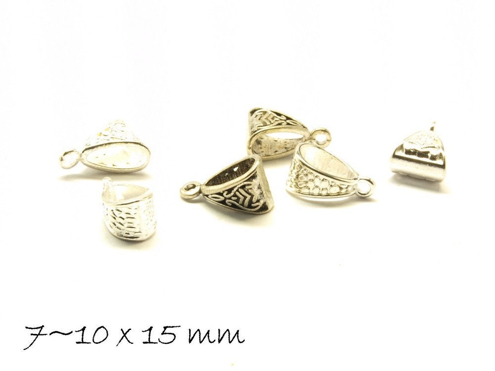 6 Stück Anhängerschlaufen, antik silber Mix 7~10x15mm