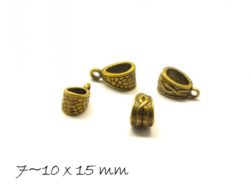 6 Stück Anhängerschlaufen, antik bronze Mix 7~10x15mm