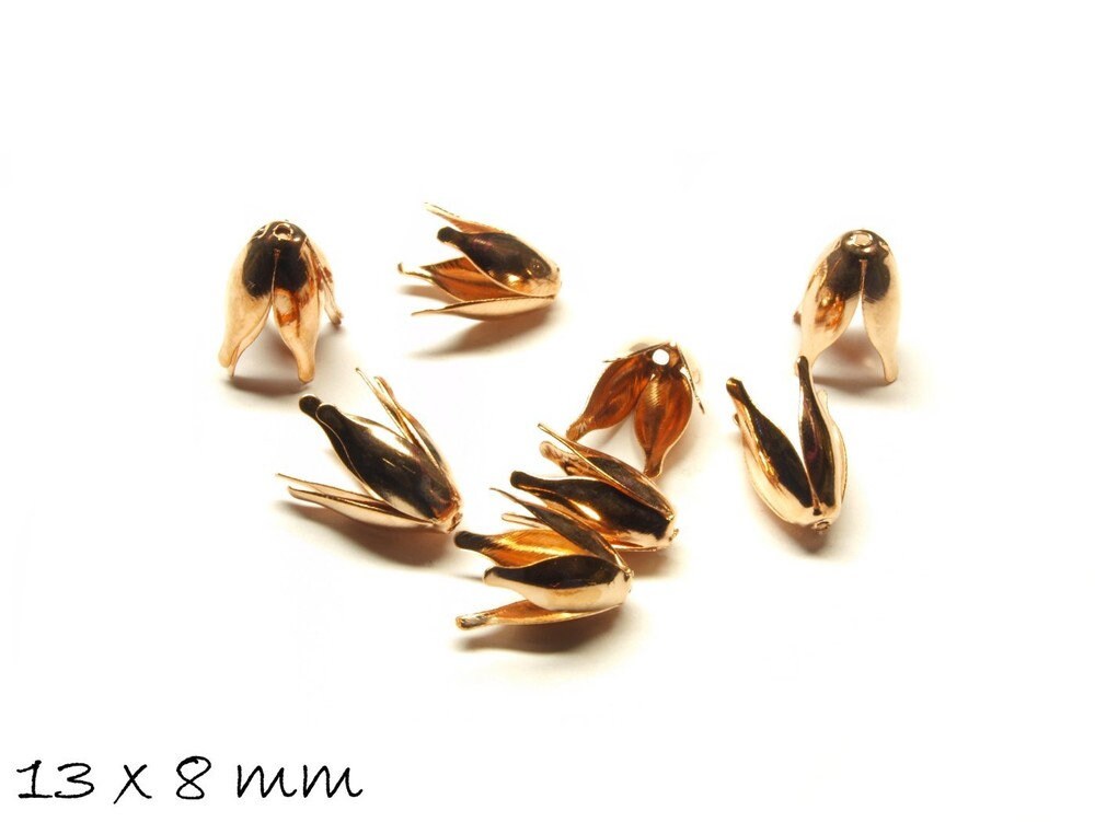 10 Stück filigrane Perlenkappen, Tulpe, rosegold 12 x 10 mm