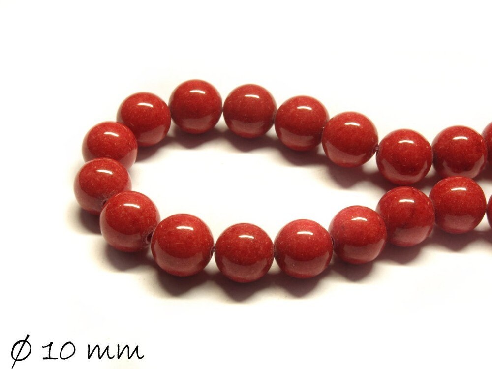 10 Stück Edelstein Jadeperlen in rot 10 mm