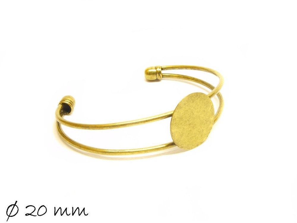 1 Stück Armreifrohling mit Cabochon Fassung 20 mm, bronze