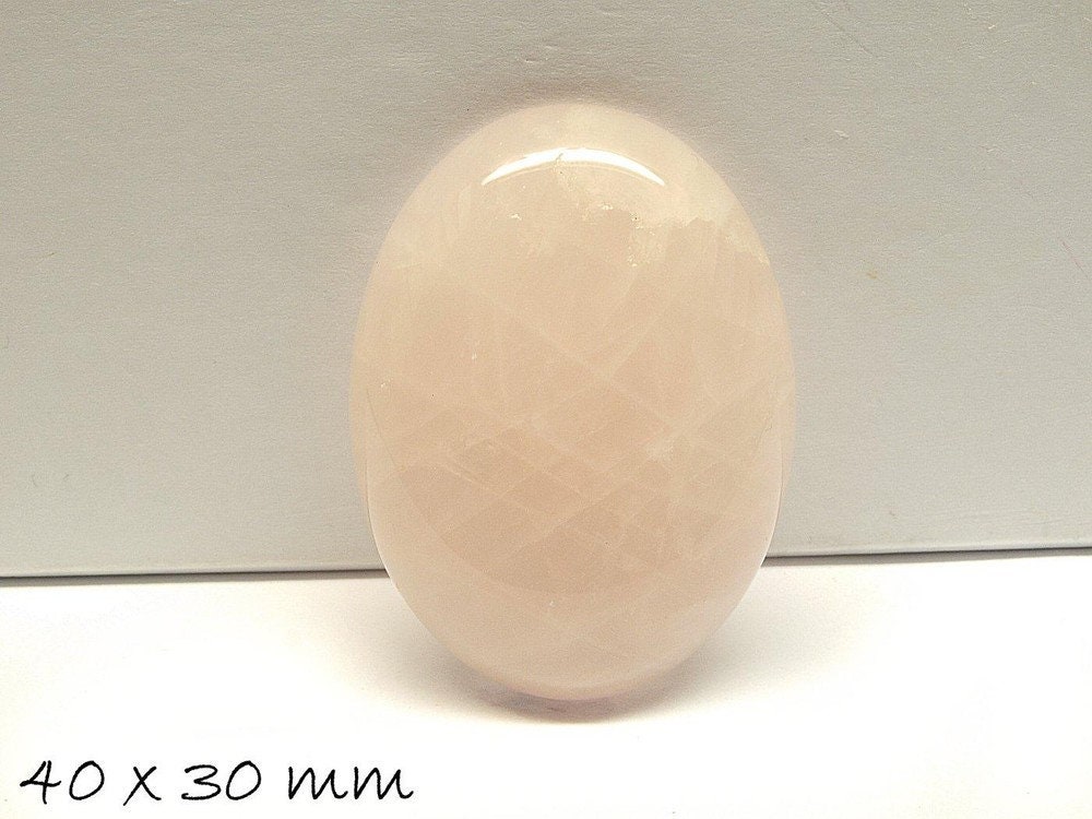 1 Stück Edelstein Cabochon, oval, Rosenquarz, 40 x 30 mm