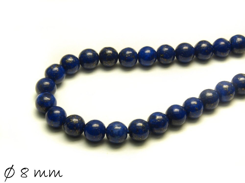 10 Stück Lapislazuli Perlen, Edelstein, blau, Ø 8 mm