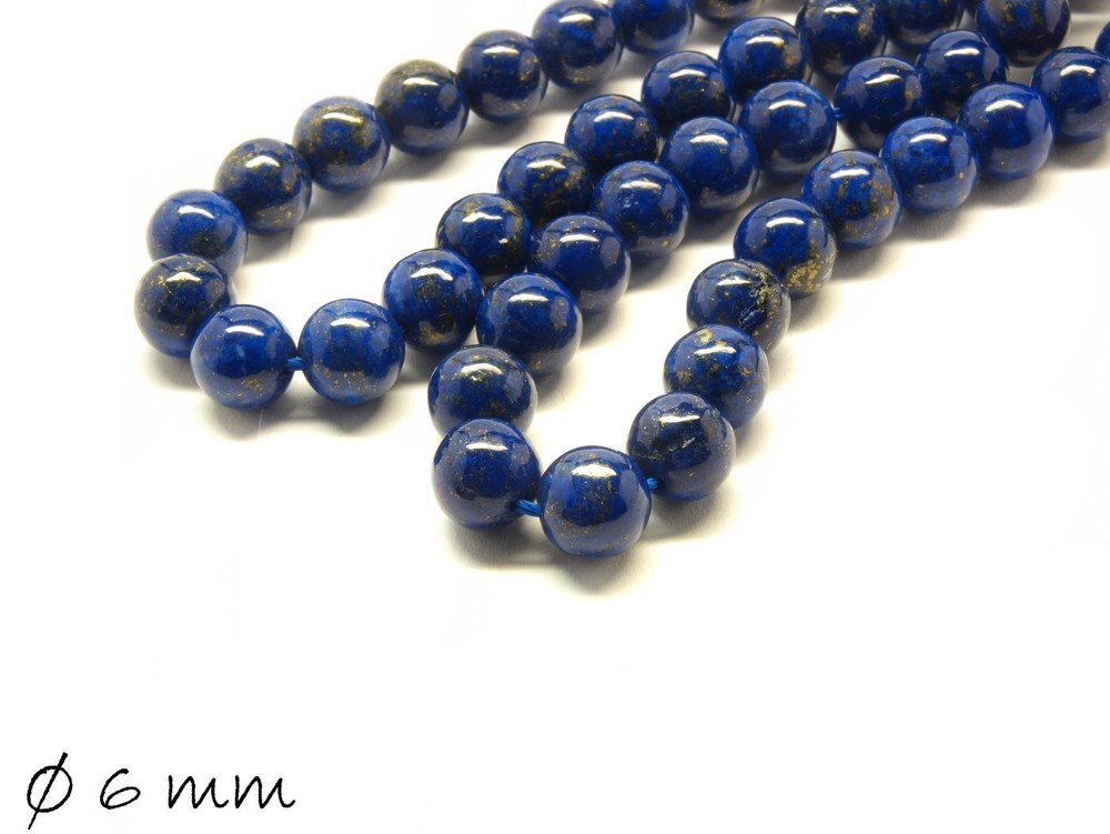 20 Stück Lapislazuli Perlen, Edelstein, blau, Ø 6 mm