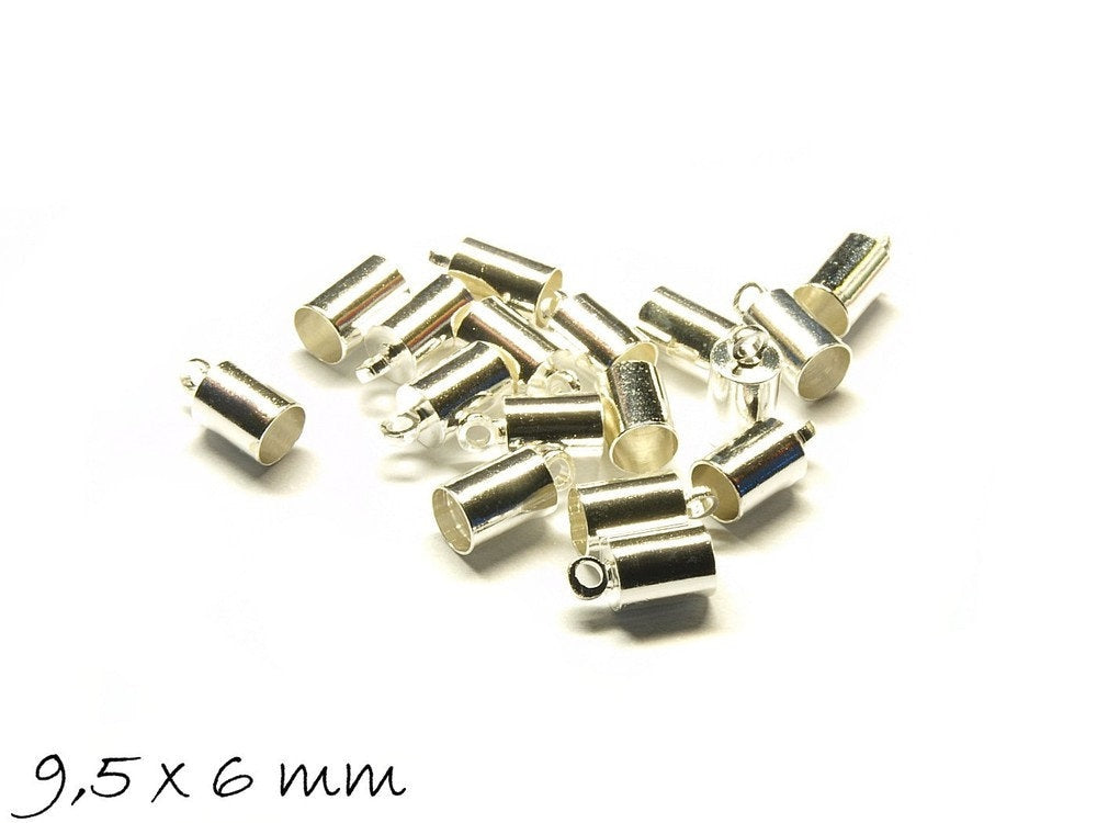 10 Stück Endkappen, silber 9,5 x 6 mm
