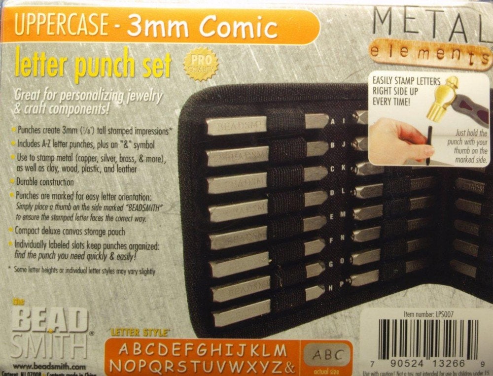 1 Set Buchstaben Stempel Punze 3 mm Comic Großbuchstaben