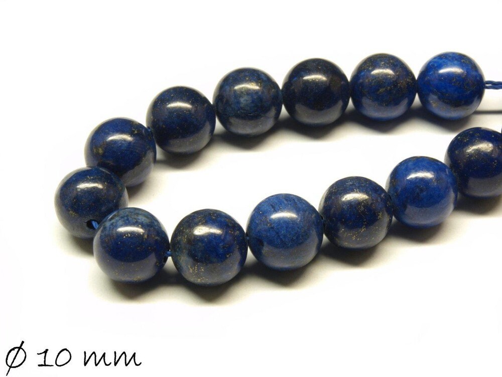 10 Stück Lapislazuli Perlen, Edelstein, blau, Ø 10 mm
