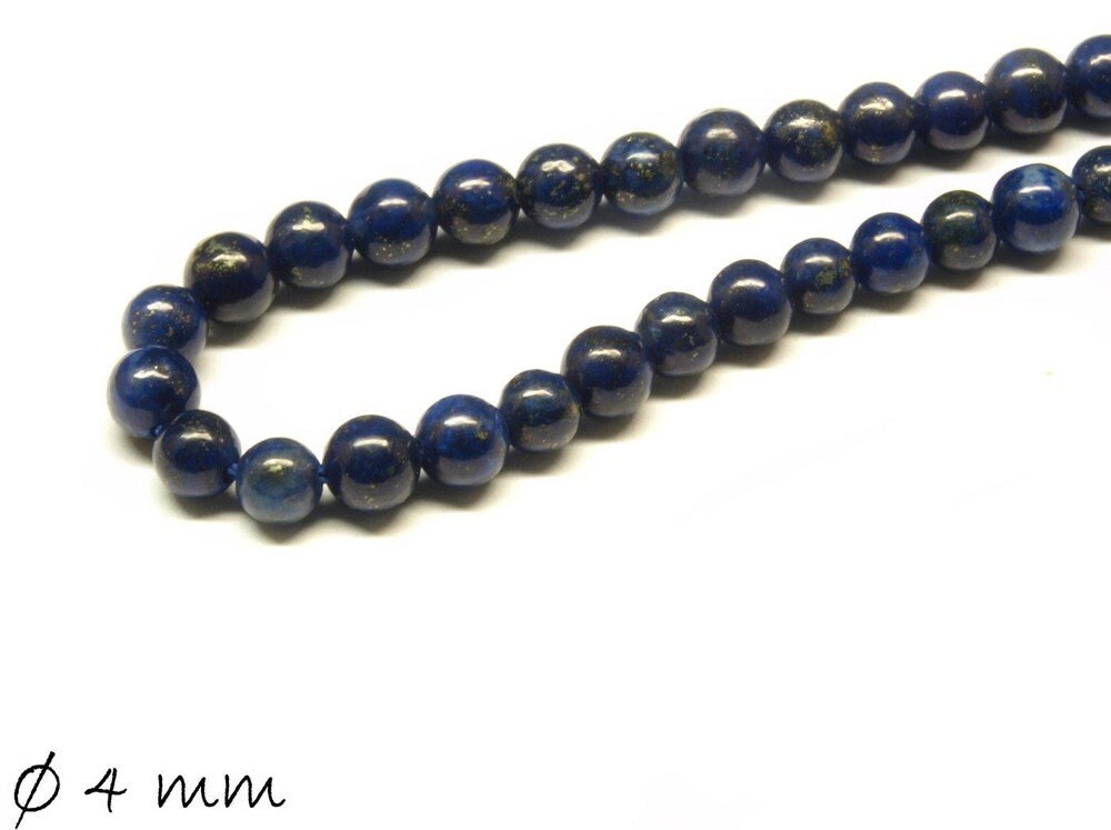 20 Stück Lapislazuli Perlen, Edelstein, blau, Ø 4 mm