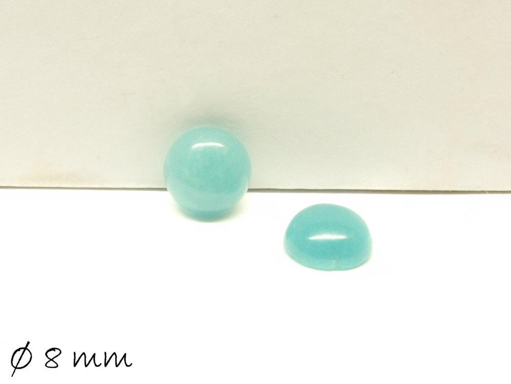 2 Stück Edelstein Cabochons, Jade "Aquamarin", 8 mm