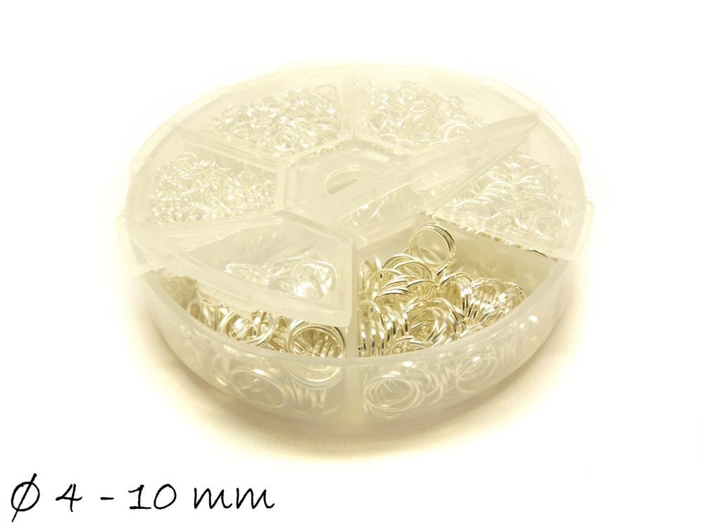 1 Box Biegeringe (Spaltringe) silber, Ø 4 - 10 mm