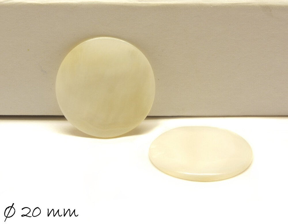 2 Stück Cabochons, Perlmutt, 20 mm, weiß