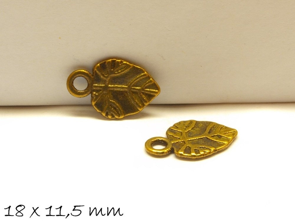 6 Stück Anhänger Blätter bronze vintage 18 x 11,5 mm