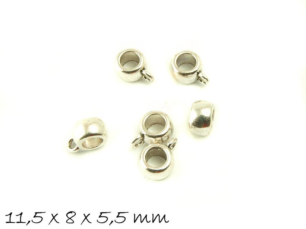 10 Stück Anhängerschlaufen, antik silber 11,5x8x5,5mm