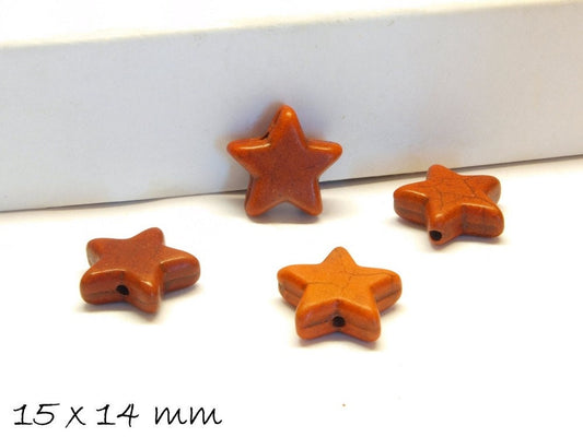 10 Stück synthetischer Türkis Sterne braun 15 x 14 mm