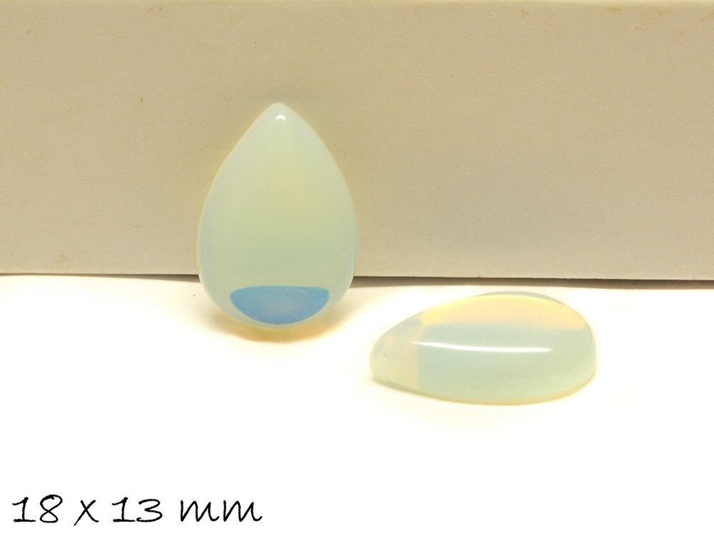 2 Stück Tropfen-Cabochons Opalit, Mondstein, 18 x 13 mm