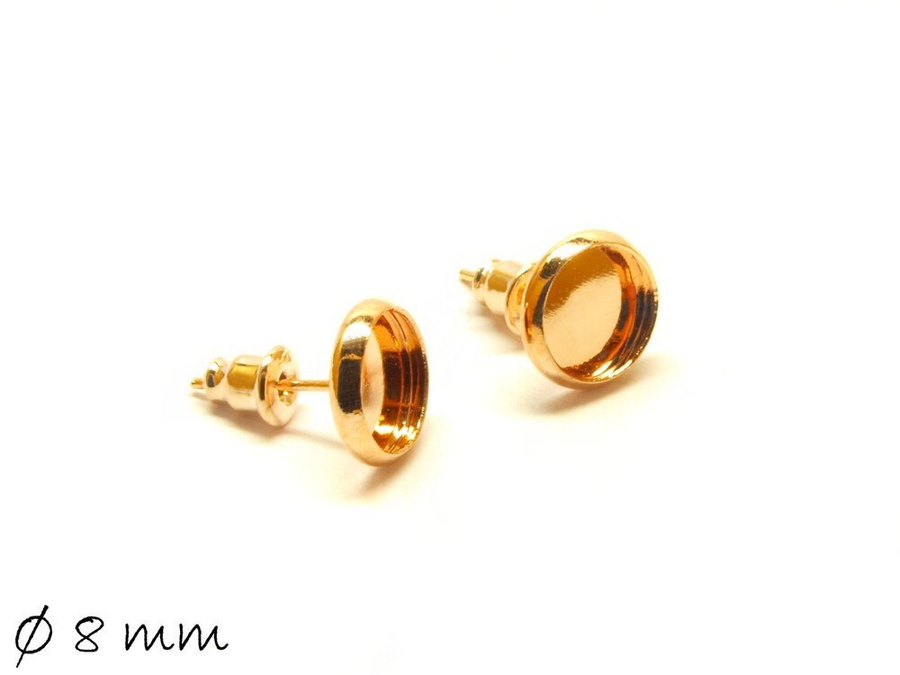 4 Stück Ohrstecker Rohlinge in rose gold mit Cabochonfassung 8 mm