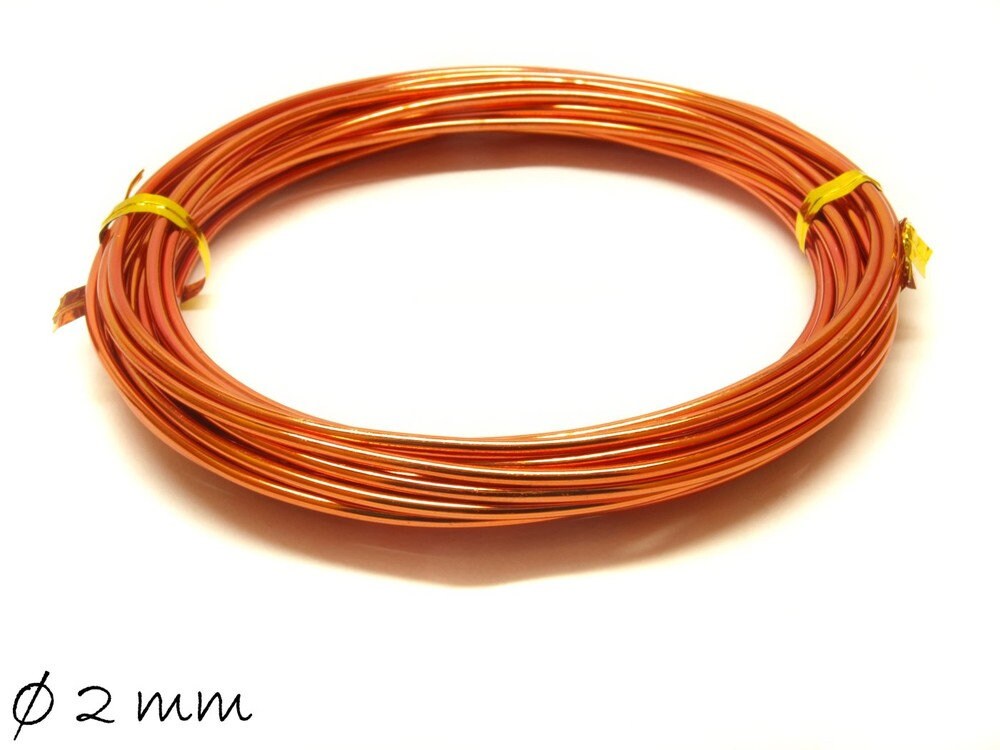 0,48EUR/m - 6 m Aluminiumdraht, Alu Draht, orange, weich, 2 mm