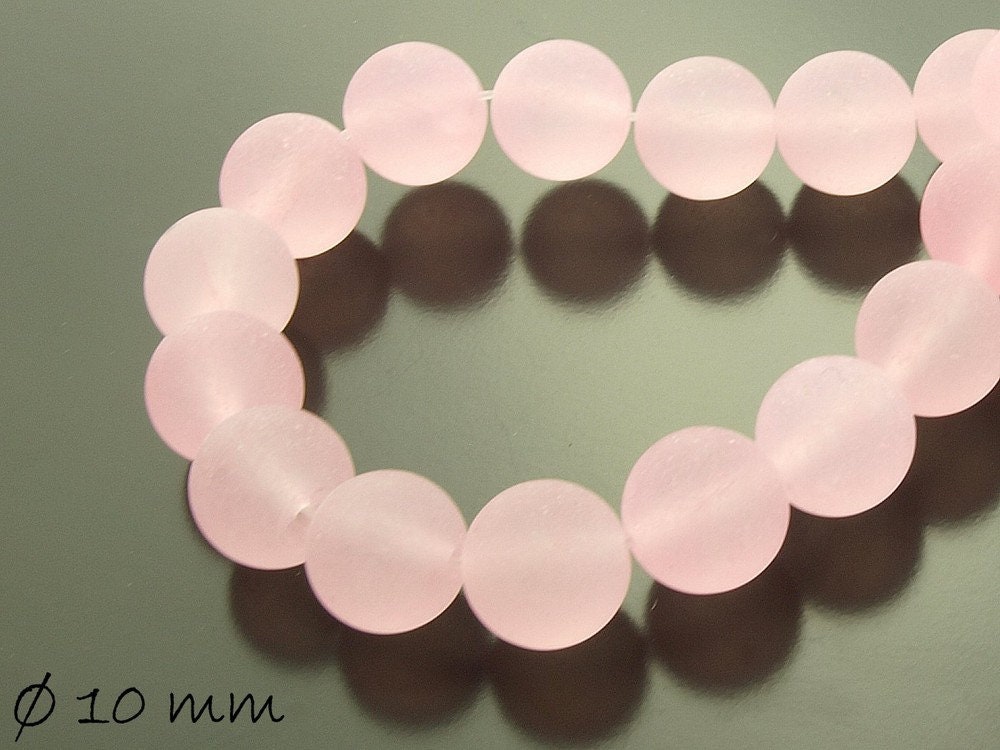10 Stück gefrostete Malay Jadeperlen rosa 10 mm