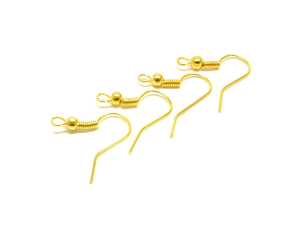 10 Stück Ohrhaken mit Perle (Fischhaken), gold