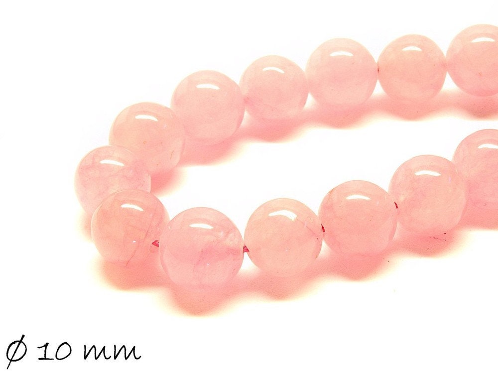 10 Stück Edelstein Jadeperlen, rosa, Ø 10 mm