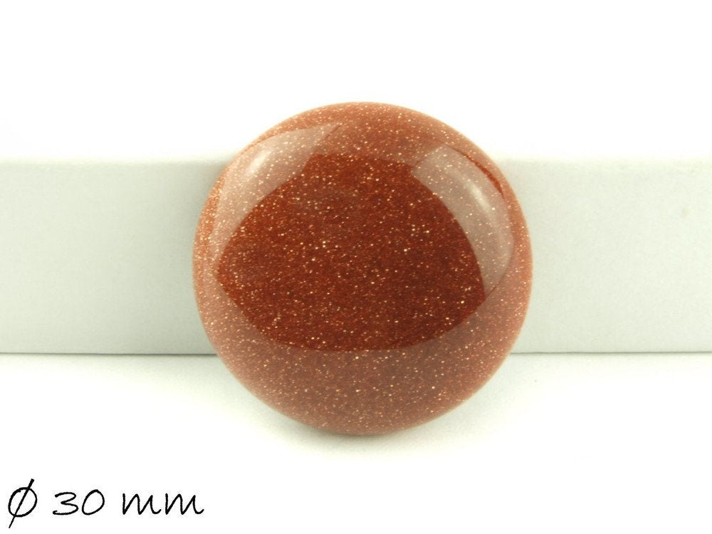 1 Stück Glascabochon, Goldfluss, Ø 30 mm