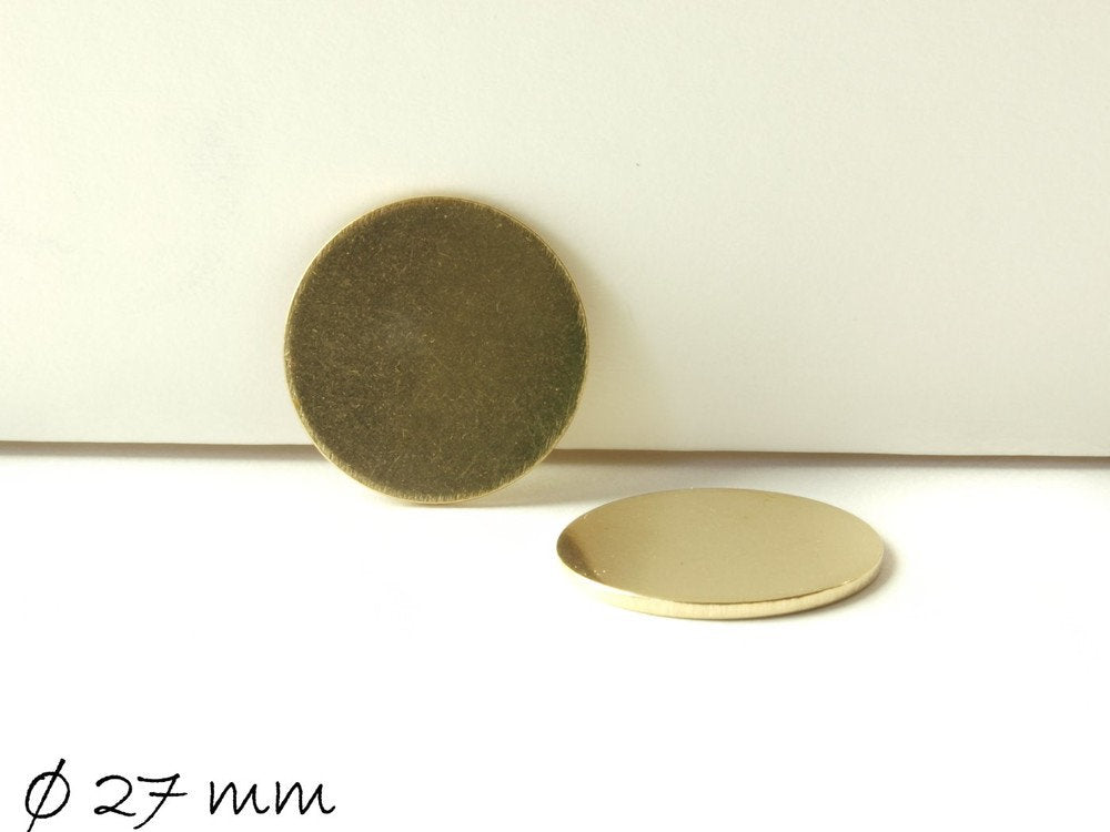 6 Stück Stück runde Messing Stempel Plättchen Ø 27 mm