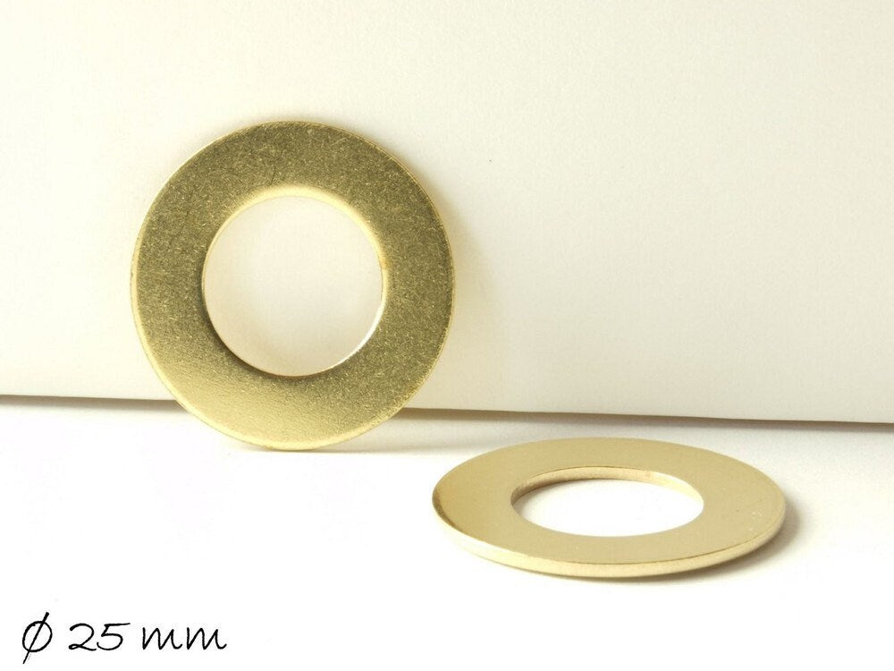 4 massive Messing Stempel Plättchen Donut, gold, Ø 25 mm