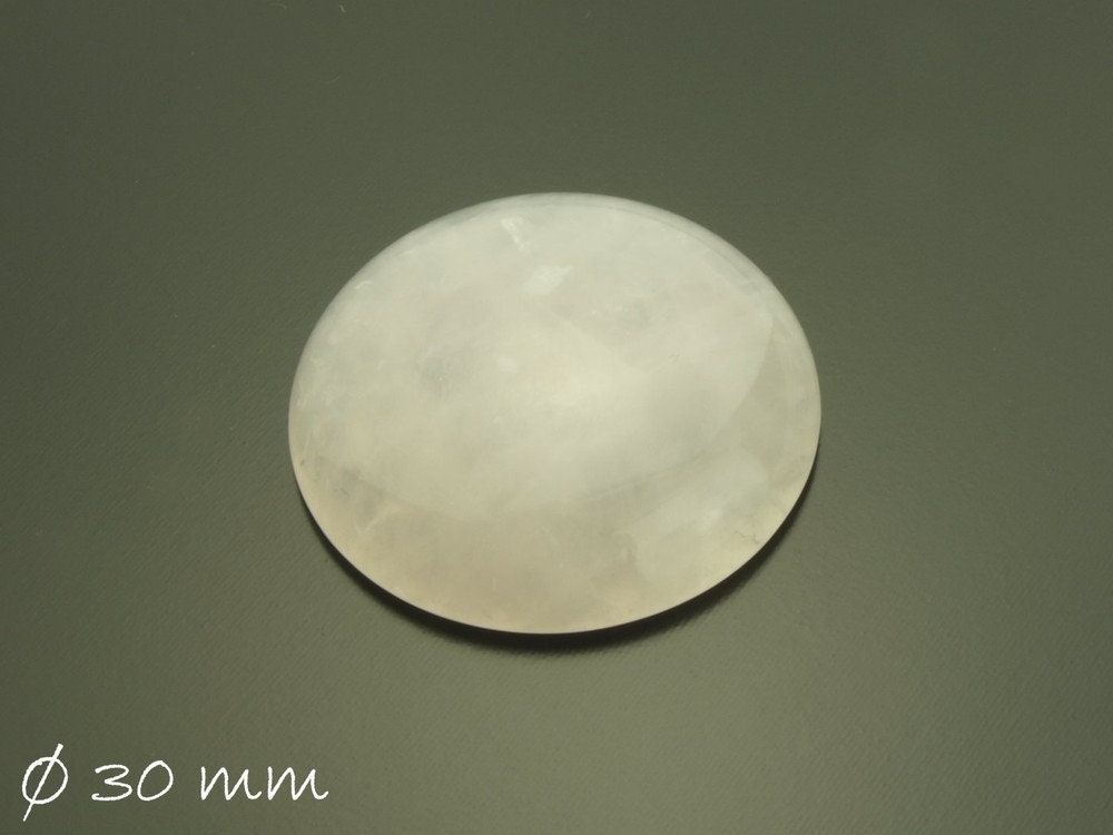 1 Stück Edelstein Cabochon, Rosenquarz, Ø 30 mm