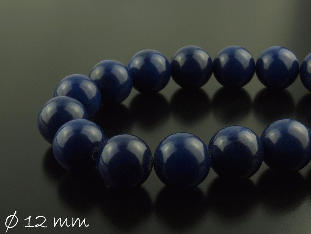 10 Stück natürliche Jadeperlen blau Ø 12 mm