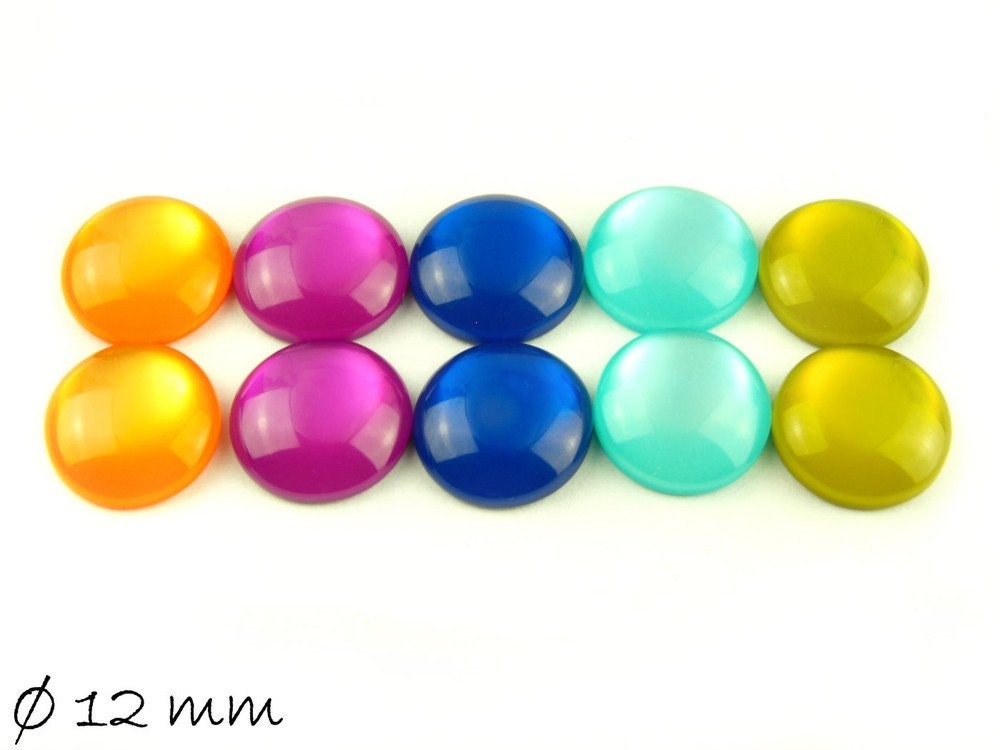 10 Stück Resin Cabochons, Cat-Eye-Imitat 12 mm Mix 2