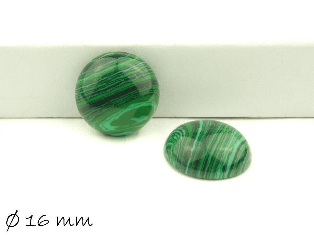 2 Stück Edelstein Cabochon, Synth. Türkis (Malachit), Ø 16 mm