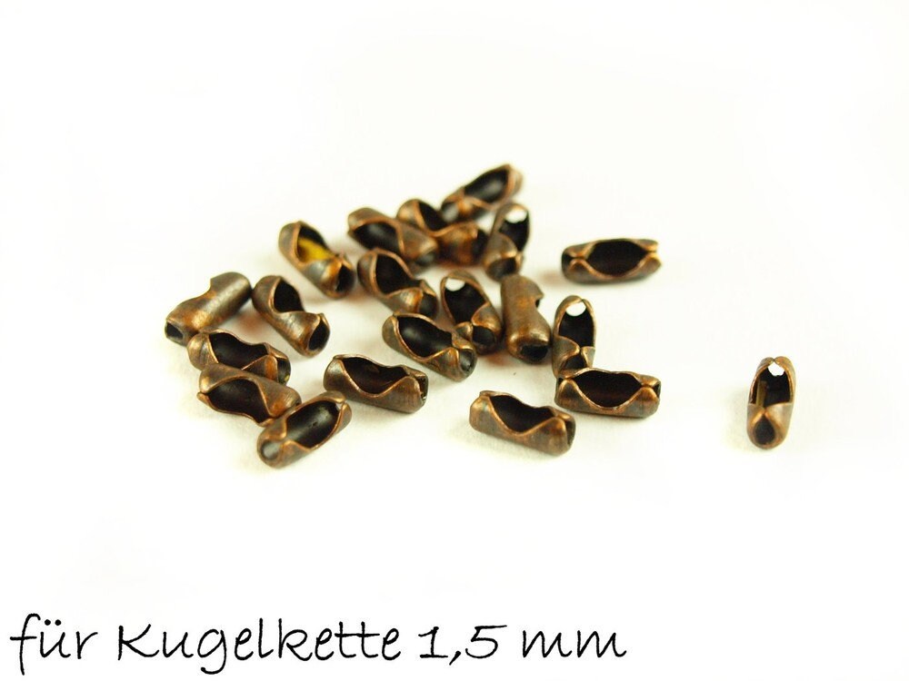 50 Stück Verschlüsse für 1,5 mm Kugelkette kupfer