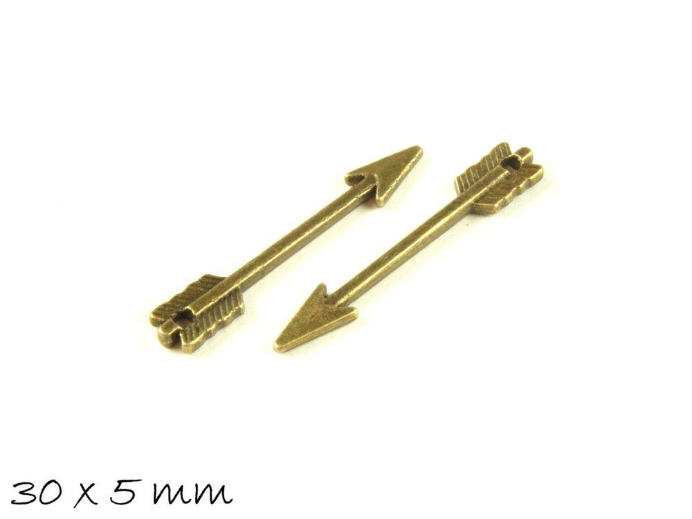 6 Stück Anhänger Pfeil bronze 30 x 5 mm