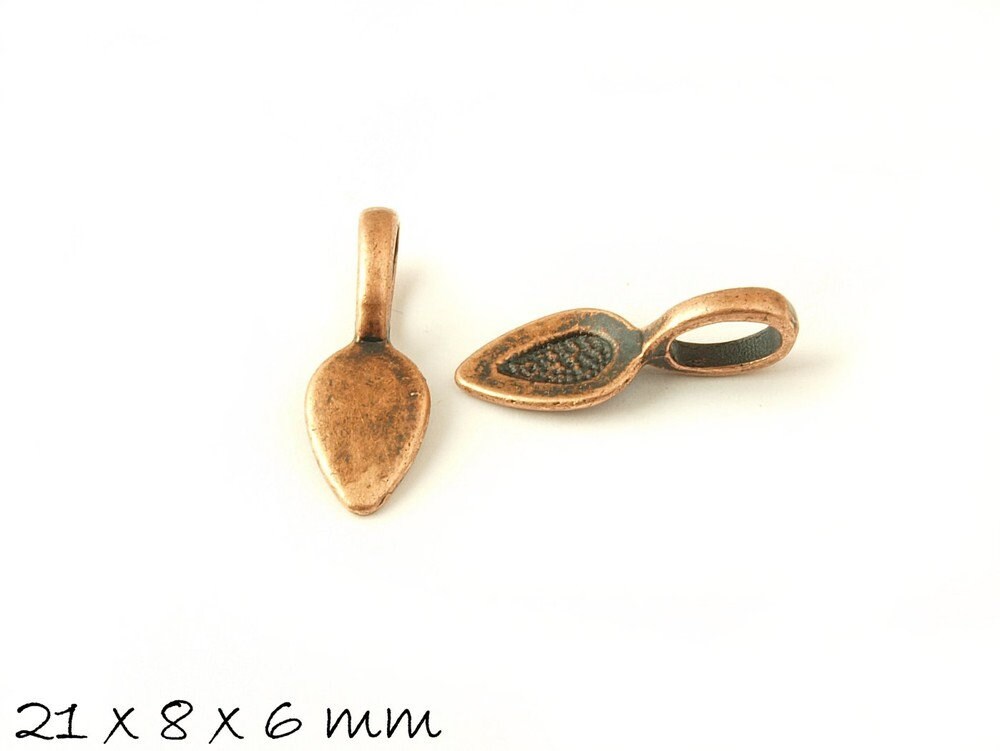 10 Stück Anhängerschlaufen mit Klebefläche kupfer, 21 x 8 x 6 mm