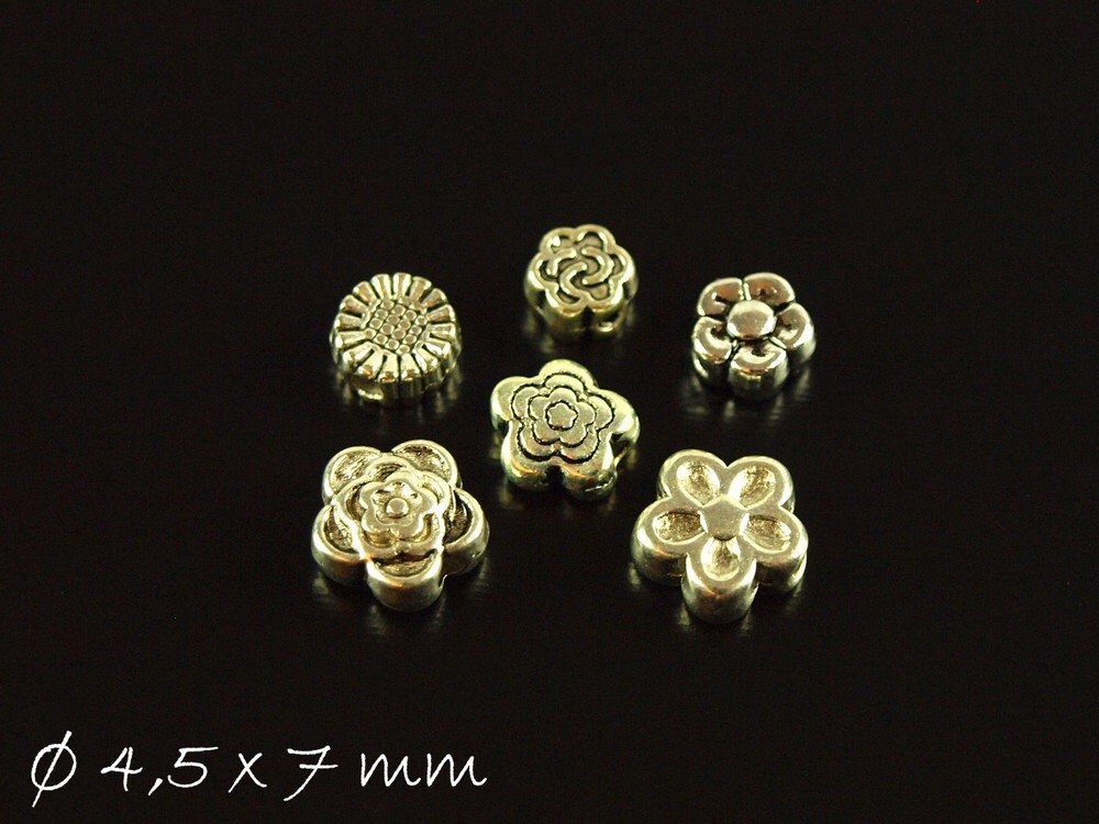 1 Box Spacer Zwischenperlen altsilber Ø 4,5 x 7 mm
