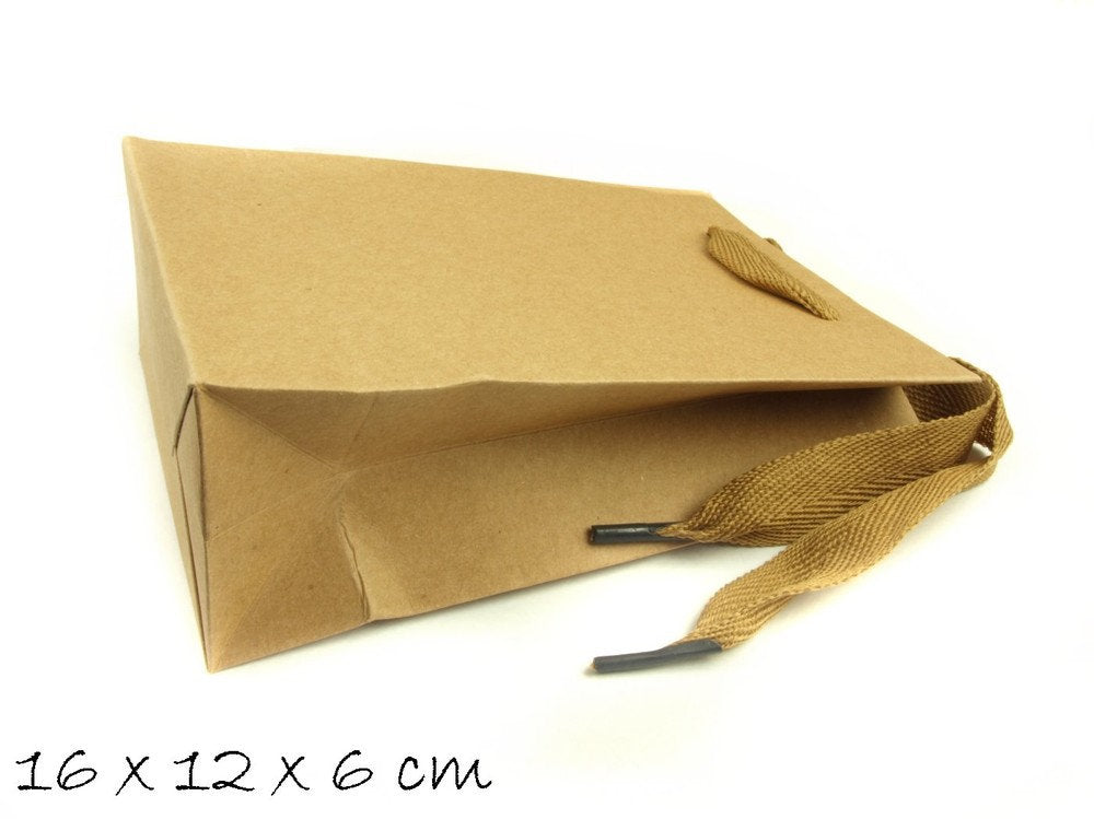 2 Stück Geschenk Beutel Tüte braun 16 x 12 cm