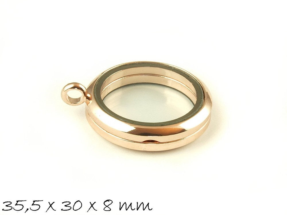 1 Stück Klappmedaillon, FloatingGlas memory locket, rosegold