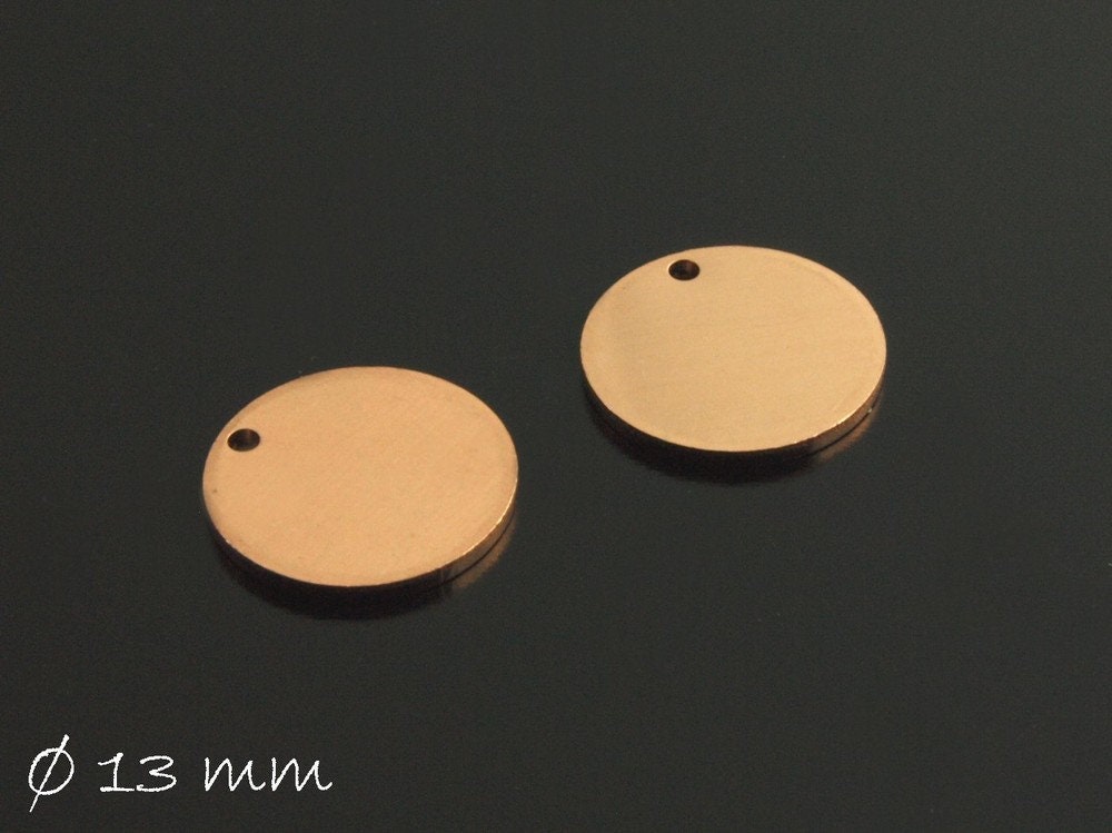 6 Stück Runde Kupfer Stempel Plättchen Ø 13 mm